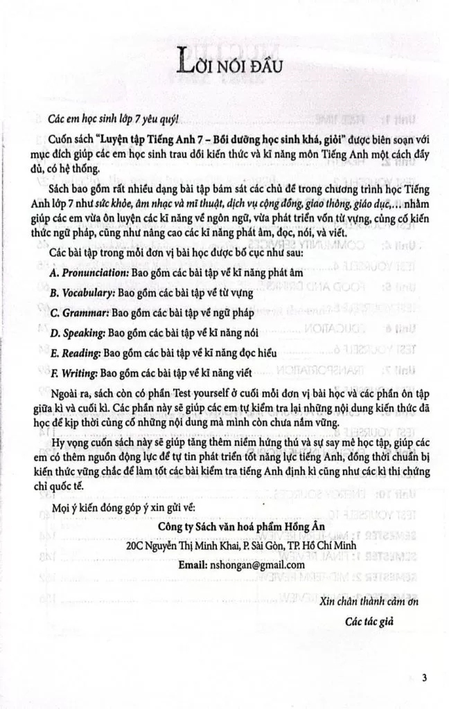 LUYỆN TẬP TIẾNG ANH LỚP 7 - BỒI DƯỠNG HỌC SINH KHÁ, GIỎI